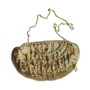 Women's Yellow Gold Chainmail Going Out clutch Mini Formal Zipper Top Bag Purse